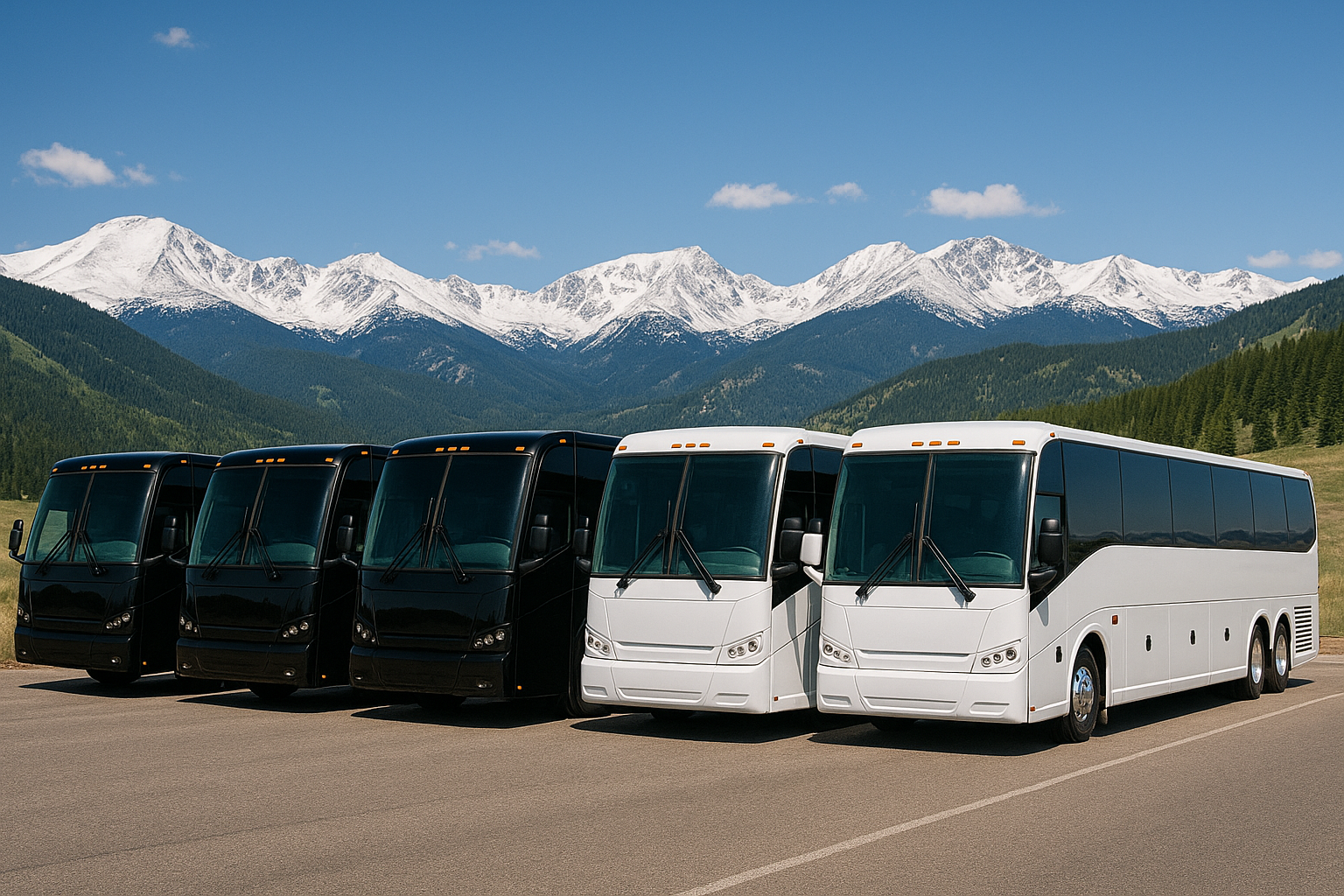 Charter bus on the way to Colorado ski resorts from Denver