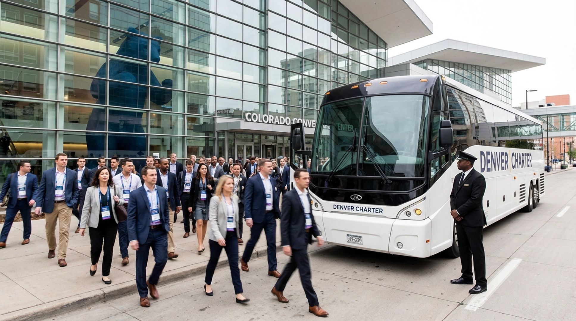 Denver charter bus rental at Colorado Convention Center