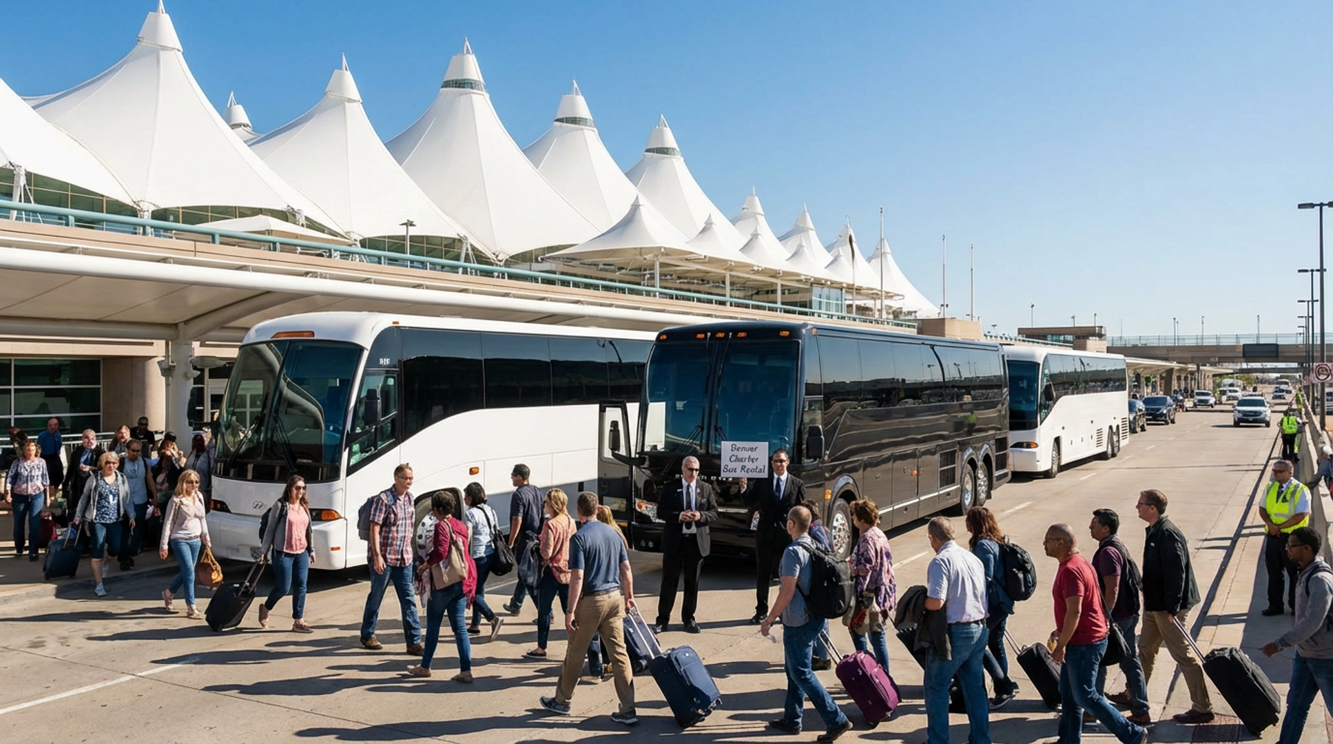 Denver airport coach bus providing DIA group transfer service