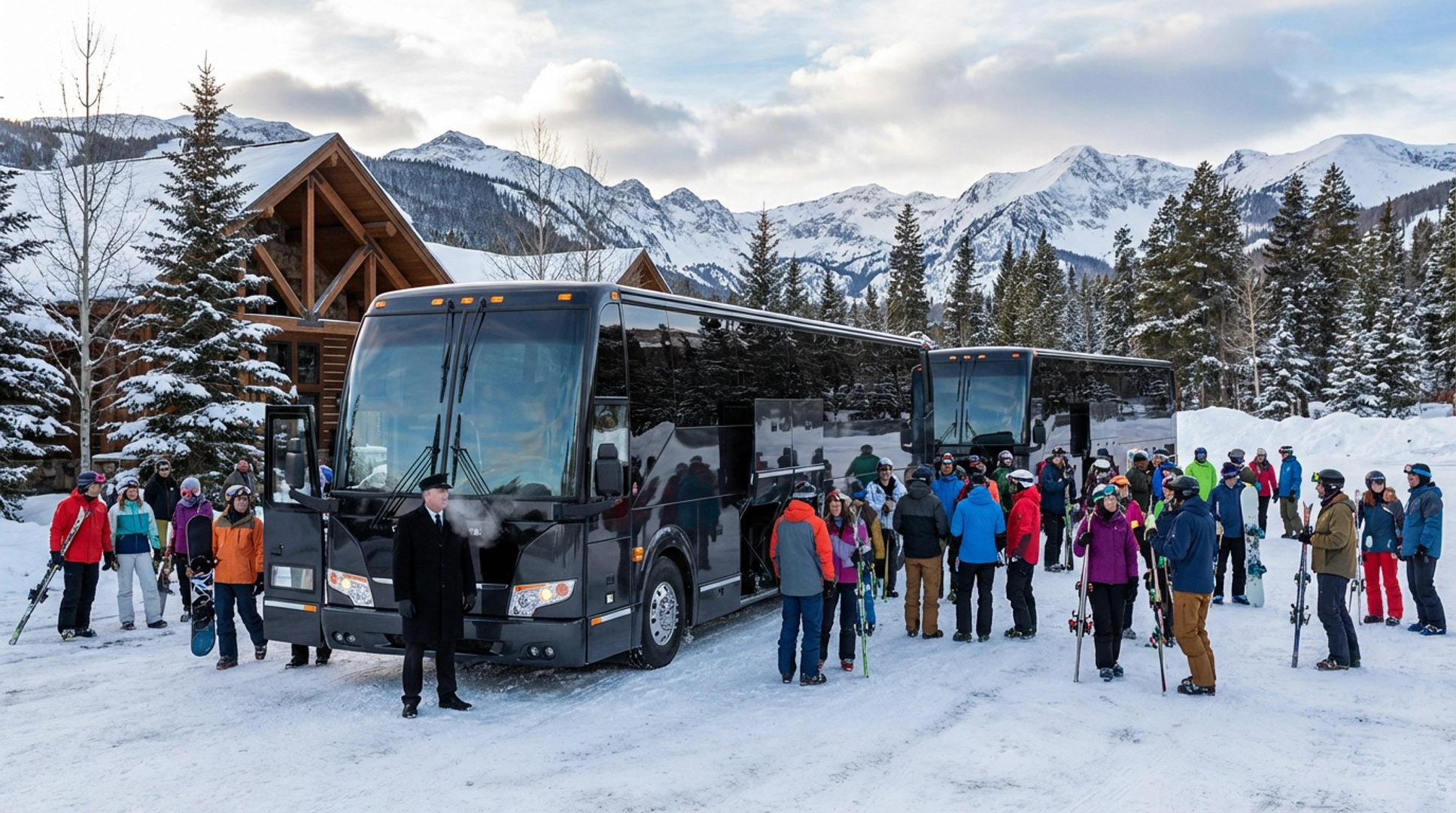 Private ski charter bus from Denver to Vail and Aspen Colorado
